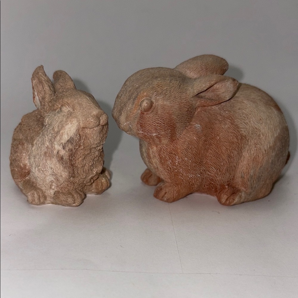 Brown Rabbit Clay Figurine Set